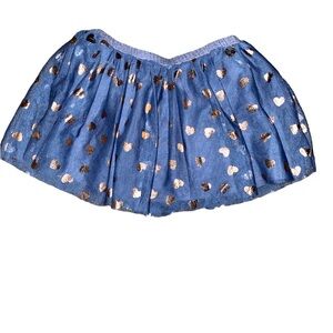 Macy's Epic Threads Girls Blue Mesh Skirt w/ Gold Metallic Hearts Size 4T